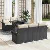  Kerti Kanapé Szett párnával tárolóval 6 pcs Fekete Poly Rattan