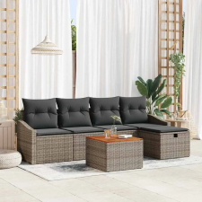  Kerti Kanapé Szett párnával tárolóval 6 pcs Szürke Poli rattan kerti bútor