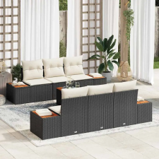  Kerti Kanapé Szett párnával tárolóval 7 pcs Fekete Poli rattan kerti bútor