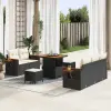  Kerti Kanapé Szett párnával tárolóval 8 pcs Fekete Poli rattan