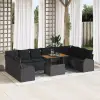  Kerti Kanapé Szett tárolóval 11 pcs Fekete Poli rattan