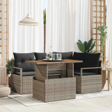  Kerti Kanapé Szett tárolóval 5 pcs Szürke Poli rattan kerti bútor