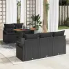  Kerti Kanapé Szett tárolóval 6 pcs Fekete Poli rattan