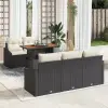  Kerti Kanapé Szett tárolóval 6 pcs Fekete Poli rattan