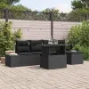  Kerti Kanapé Szett tárolóval 6 pcs Fekete Poli rattan