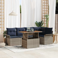  Kerti Kanapé Szett tárolóval 6 pcs Szürke Poli rattan kerti bútor