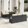  Kerti Kanapé Szett tárolóval 7 pcs Fekete Poli rattan