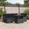  Kerti Kanapé Szett tárolóval 7 pcs Fekete Poli rattan