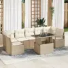  Kerti Kanapé Szett tárolóval 8 pcs Bézs Poli rattan