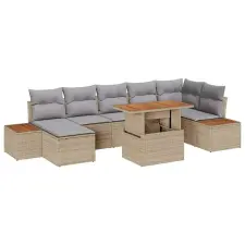  Kerti Kanapé Szett tárolóval 8 pcs Bézs Poli rattan kerti bútor