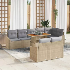  Kerti Kanapé Szett tárolóval 9 pcs Bézs Poli rattan kerti bútor