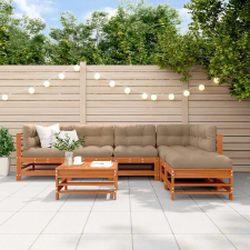  Kerti lounge szett 7 pcs Viaszbarna Tömör Fenyőfa kerti bútor