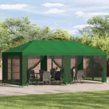  Kerti pavilon 6 x 3 m Zöld Poliészter és acél 190 kerti tárolás