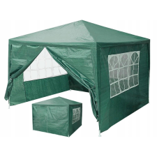 Kerti pavilon sátor 3x3 m, 4 oldalfal, zöld kerti bútor