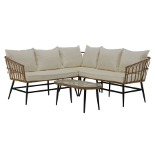  Kerti rattan szett, természetes/bézs/fekete, ARALY kerti bútor