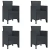  Kerti Szék párnával 4 pcs Antracit 53 x 49 x 85 cm Polipropilén