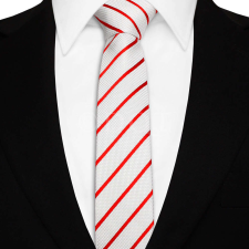  Keskeny nyakkendő - fehér/piros nyakkendő