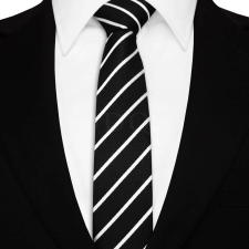  Keskeny nyakkendő - fekete/fehér nyakkendő