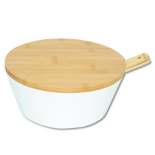 Kesper 32620 Salátás tál kanállal és fedéllel,fehér, átmérő 26 cm konyhai eszköz