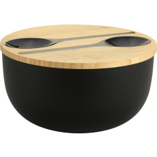 Kesper 58470 Salátás tál evőeszközökkel és bambusz fedéllel 24 cm, fekete, fekete konyhai eszköz