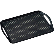 Kesper Műanyag, csúszásmentes fekete tálalótálca 45,5 x 32 cm (77201) tányér és evőeszköz