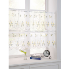  Kész függöny Alíz Konyhai vitrázs Sárga zöld leveles minta 150x45cm lakástextília