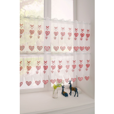  Kész függöny Alíz Konyhai vitrázs voile Piros Szivecske minta 150x45cm lakástextília