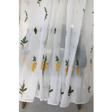  Kész függöny Marlenca lenn hímzett  Sárga zöld Virágos minta 280x250cm lakástextília