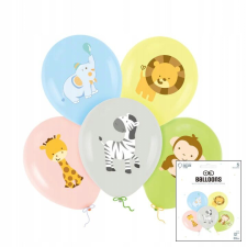KÉSZLET NYOMTATOTT LÉGGÖMBÖK ÁLLATKERTI ÁLLATOKKAL SZÜLETÉSNAPI DEKORÁCIÓ 6DB party kellék