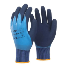  Kesztyű latex mártott poliészter gumírozott mandzsetta TOP FL, kék, 11 védőkesztyű