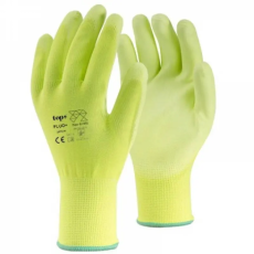  Kesztyű poliészter PU mártással TOP FLUO-Y PLUS, fluo srága, 7