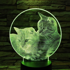 Két cica 7 színű valósághű 3D led lámpa világítás