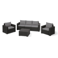Keter California 3 Seaters Polyrattan Kerti Bútor Garnitúra – Grafit kerti bútor