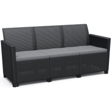 Keter Claire sofa 3 - háromszemélyes műrattan kerti kanapé, grafit kerti bútor