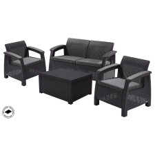 KETER Corfu box polyrattan kerti bútor garnitúra - grafit kerti bútor