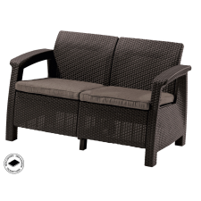 KETER CORFU LOVE SEAT kétszemélyes polyrattan kerti kanapé - barna kerti bútor