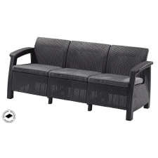 KETER Corfu love seat max háromszemélyes polyrattan kerti kanapé - grafit kerti bútor