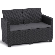 KETER Marie grafit 2 seaters műrattan kétszemélyes kerti kanapé - grafit kerti bútor