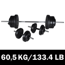  Kétkezes súlyzó + 2 egykezes súlyzó szett 60,5 kg kézisúlyzó