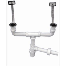  Kétmedencés mosogató búraszifon, + 2 leeresztô + 2 túlfolyó , 40 mm (STY-539)