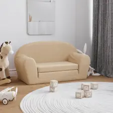 Kétszemélyes krémszínű puha plüss gyerek kanapéágy babaszoba szett