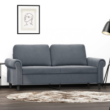  Kétszemélyes sötétszürke bársony kanapé 140 cm bútor