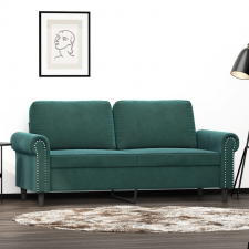  Kétszemélyes sötétzöld bársony kanapé 140 cm bútor