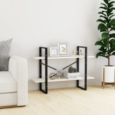  Kétszintes fehér tömör fenyőfa könyvszekrény 100 x 30 x 70 cm bútor