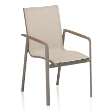 Kettler KETTLER DIAMOND alumínium rakásolható kerti szék teafa karfával – taupe / bézs kerti bútor