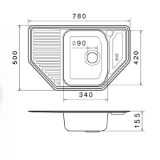 Kevmil KM-115, 780x500 mm rozsdamentes mosogatótálca mosogatótálca