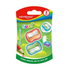 KeyRoad Hegyező 1 lyukú fedeles 2 db/bliszter Seed vegyes színek (KEYROAD_38383) hegyező