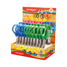 KeyRoad Olló, 15 cm, hegyes, 20 db/display, Keyroad Soft Grip, vegyes színek olló