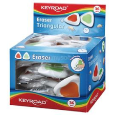 KeyRoad Radír, PVC mentes 36 db/display Triangular vegyes színek (KEYROAD_38467) radír