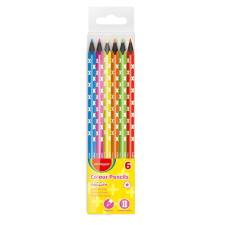KeyRoad színes ceruza készlet háromszögletű, fekete belsővel 6 neon szín (KR971870) (KR971870) színes ceruza